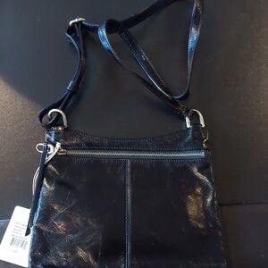 HOBO Black Crossbody Bag with Glossy Finish